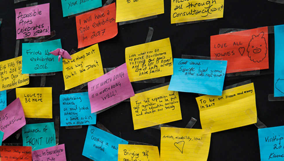 Survey: Coloured stickies on a board