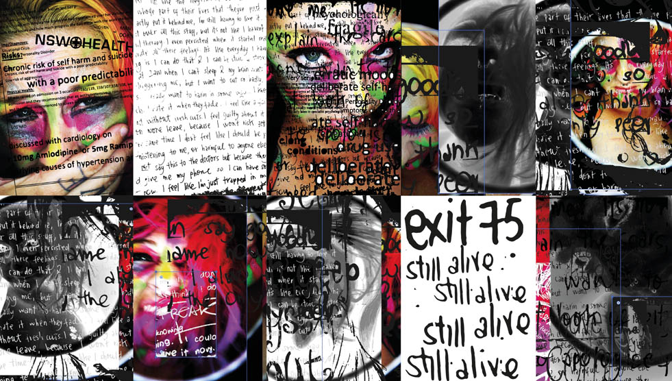 Into the Light exhibition: A composite of 10 images with words