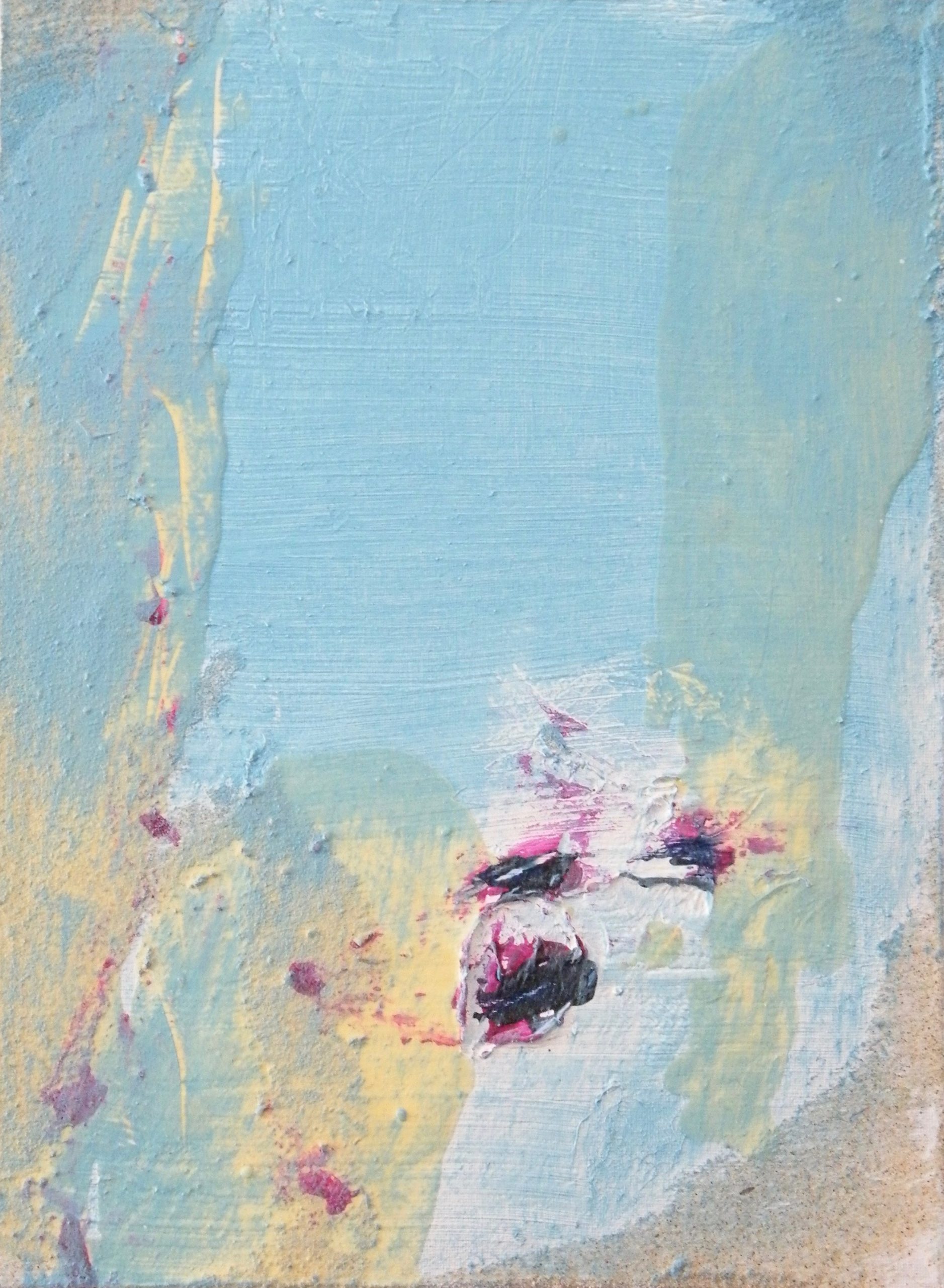 Image of painting On the Beach, showing sand and ocean meeting at the shoreline.
