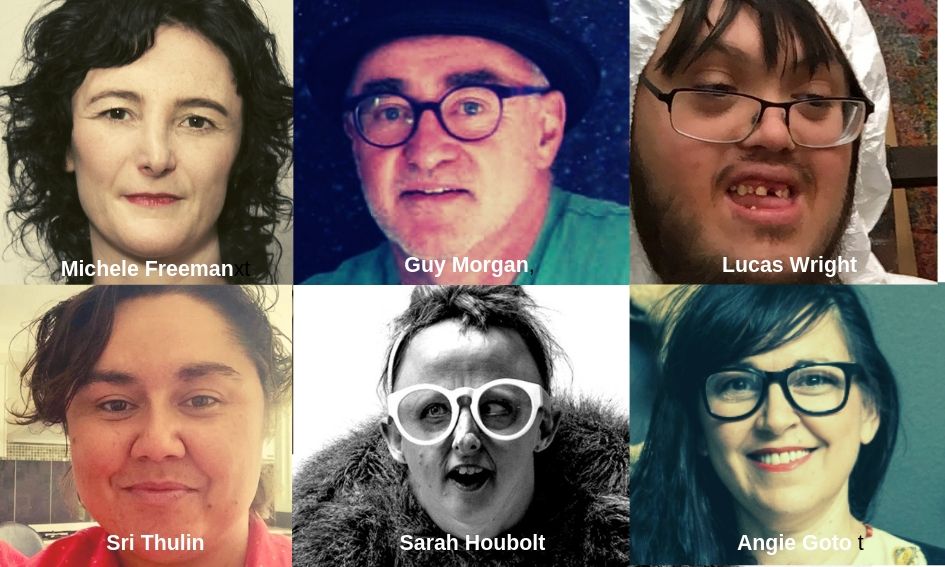 Image is of six headshots of the six artists of the 2019 Accessible Arts and Bundanon Trust Artist-in-Residence program.