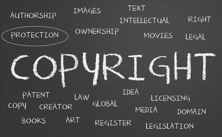 Image of Copyright word cloud written on a chalkboard