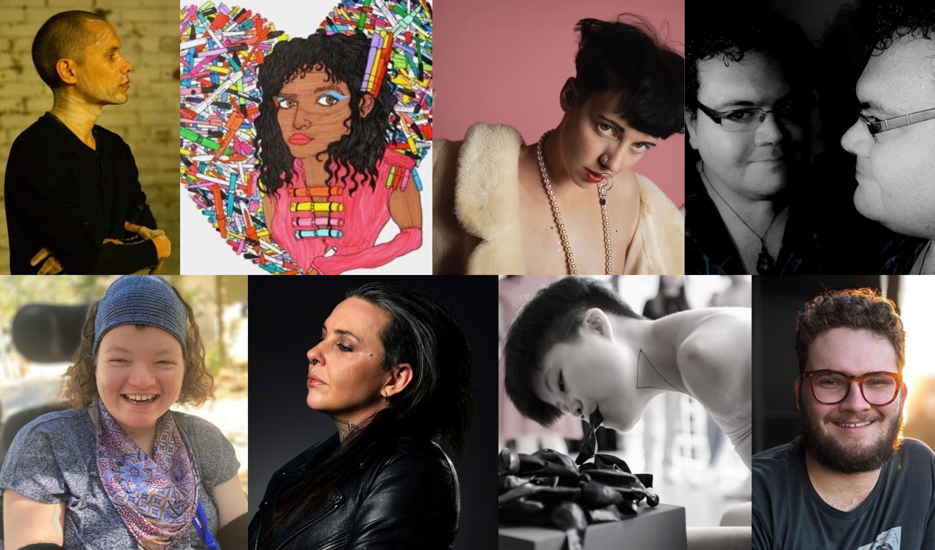 Colour and black and white headshots of people of various ages, genders and cultural backgrounds.