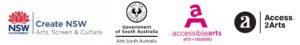 Create NSW logo, South Australia Arts logo, Accessible Arts logo and Access2Arts logo