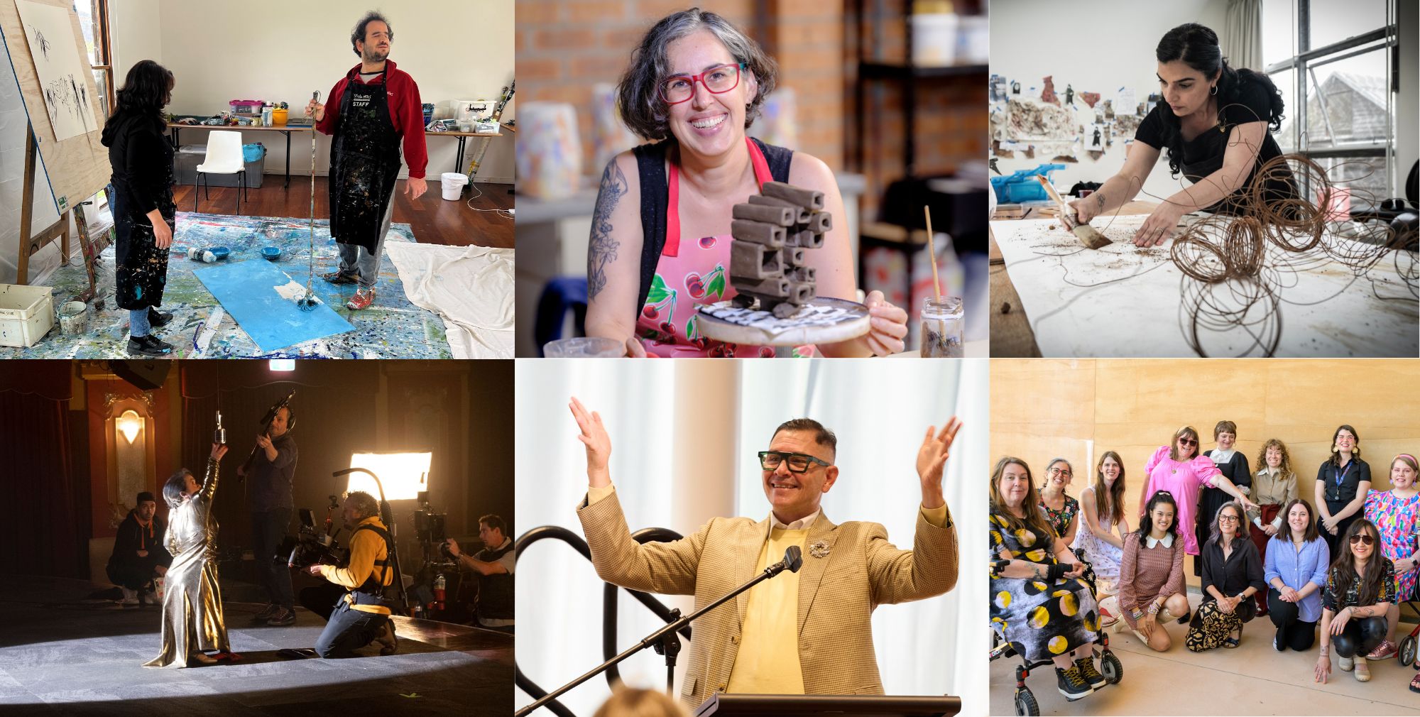A collage of artists supported by or presenting Accessible Arts initiatives